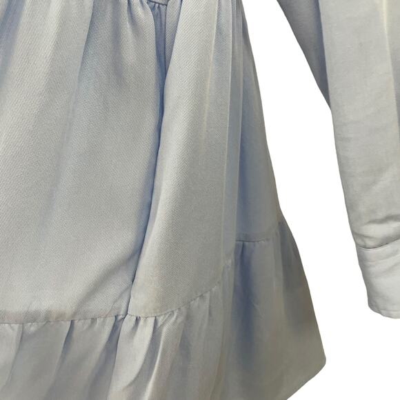 The Shirt Rochelle Behrens Snap Button Front Tiered Shirt Dress Blue Small AS IS - Picture 5 of 8